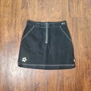 VANS Black Y2K Skirt with Contrast Stitching Patches Front Zipper, Small